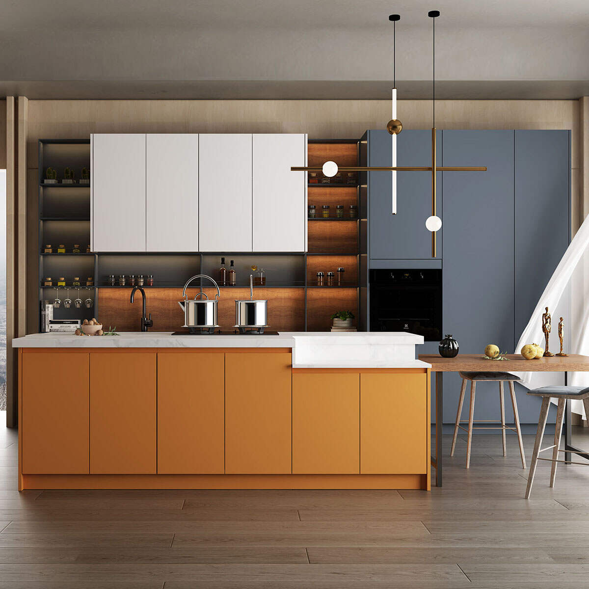 Luxury Stainless Steel Kitchen Cupboards Modern Kitchen Cabinets With Island